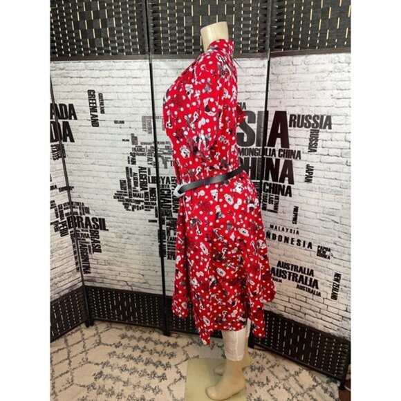 Retro Chic Torrid Plus 18 Red Skull-Rose-Love Graphic Short Sleeve Midi Dress - Picture 4 of 7